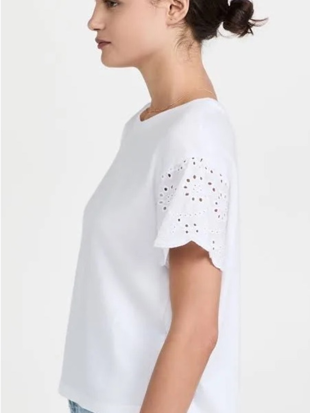 RAILS white embroidered eyelet short sleeve babydoll t-shirt top size multi EUC - Picture 3 of 10